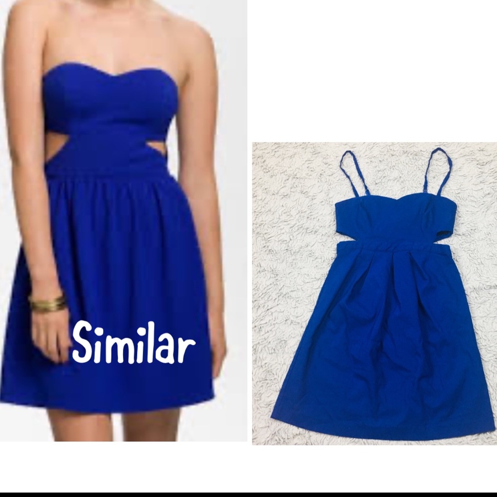 Charlotte Russe Cut Out Dress Royal Blue Straps adjustable Size Medium